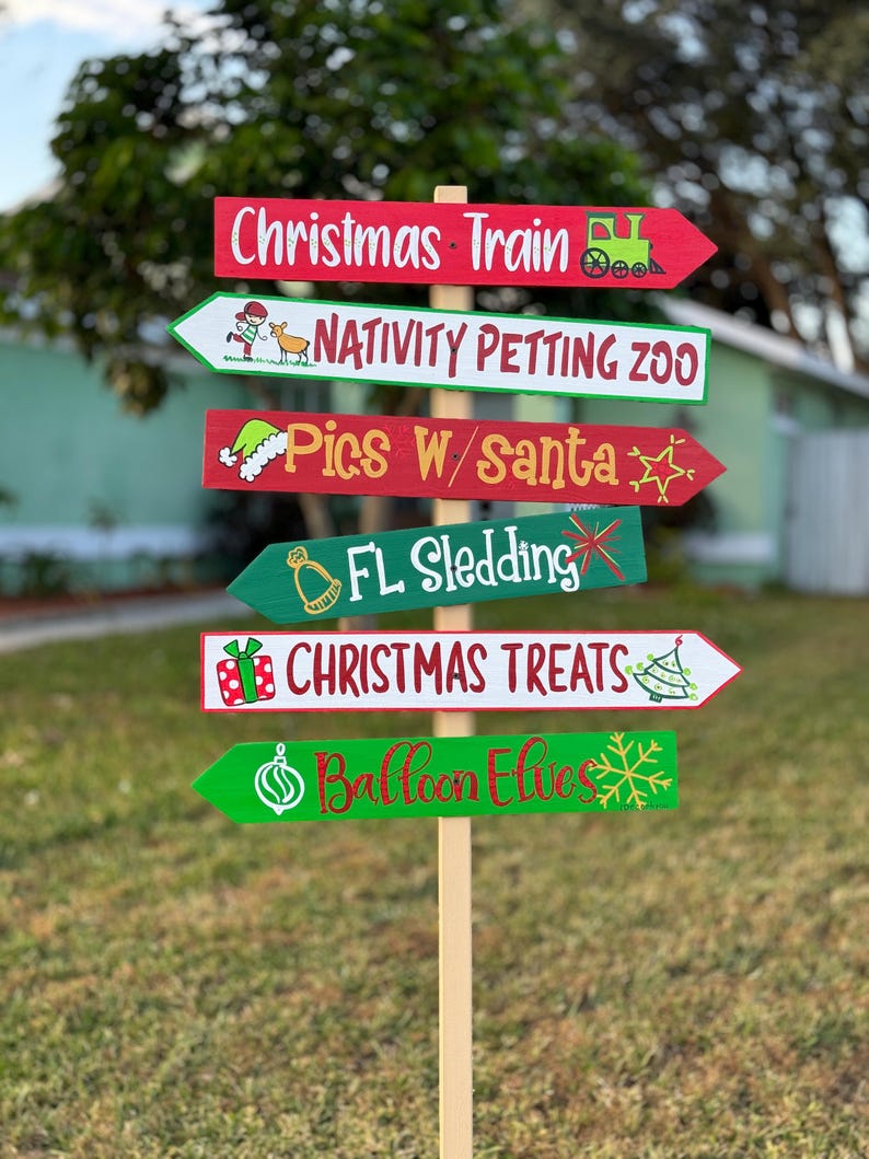 Christmas Directional Sign Arrows, Holiday Market Direction Sign Wood ...