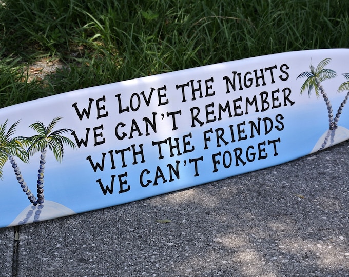 Pool decor Surfboard wood sign. Outdoor surfboard wall art. Best Friends gift idea. Christmas gift idea.