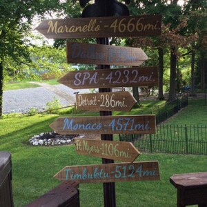 Directional sign post Custom, Christmas gift for Parents, Kids, Grandkids arrows mileage boards. Outdoor home decor image 18