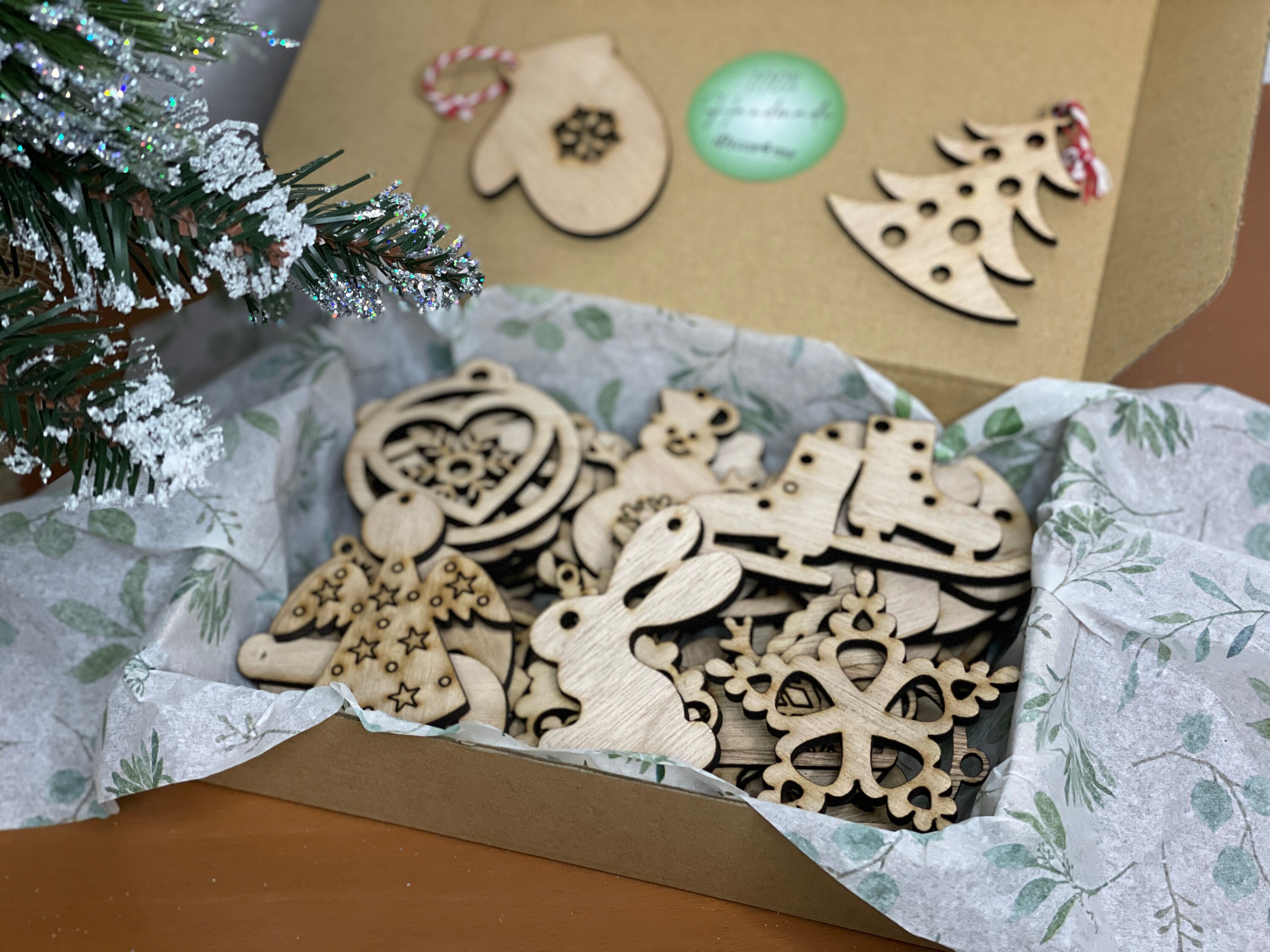 Christmas gift ornament set of 20. Large Wooden ornaments for Christmas  tree. Last minute gift idea. 3 inches diametr