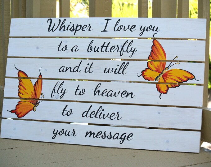 Butterfly Wall Art Memory to heaven Quote Printable DIGITAL FILE. Poster painting.