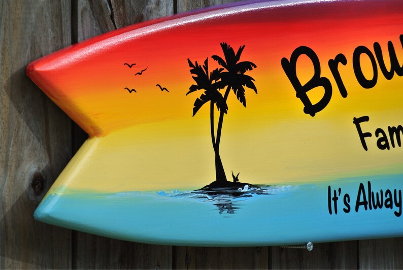 Pool Deck Decor Wood. Surfboard Wall Art With Family Name. Etsy