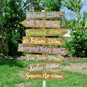 Directional sign Christmas gift for home, Destination Sign post, Family gift for Dad. Garden decor Arrow wood sign image 2
