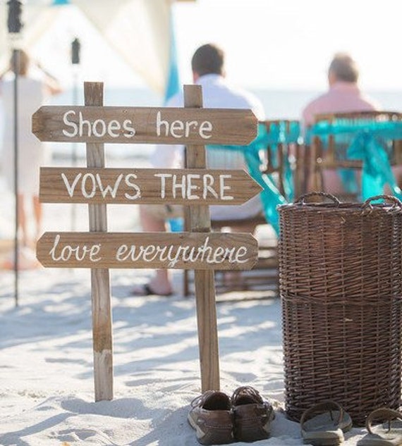 Family Gift Beach Wedding Rustic Decor Shoes Here Vows There Love Everywhere Wood Signage For Wedding Wooden Arrow Gift Sign