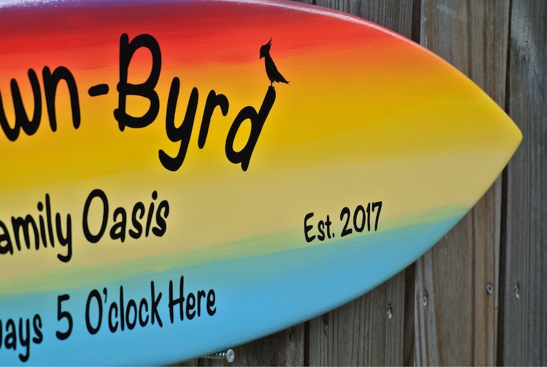 Pool Deck Decor Wood. Surfboard Wall Art With Family Name. Etsy