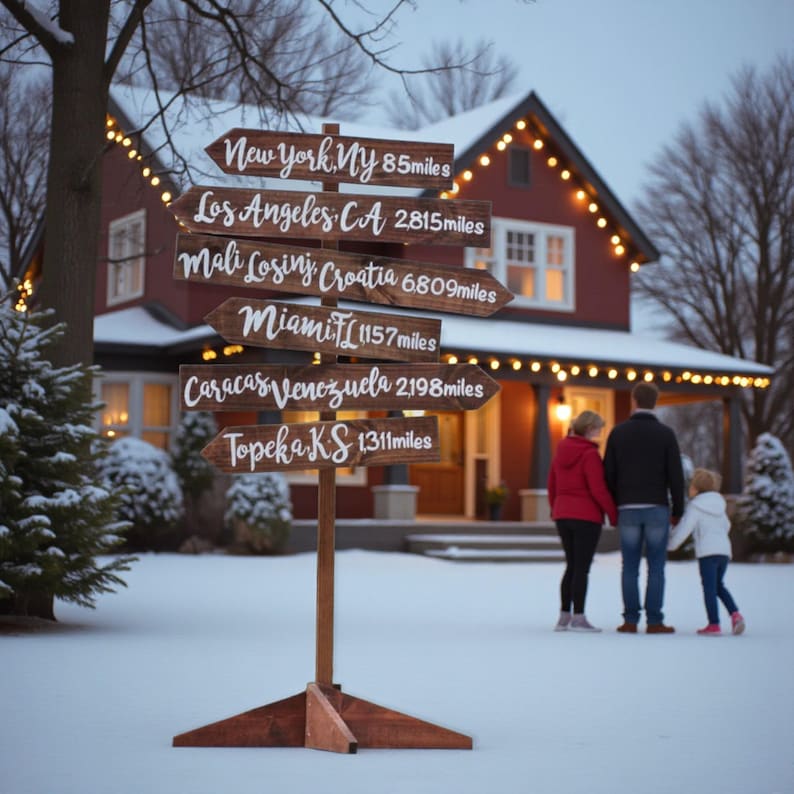 Family dictional sign post home decor gift for parents
