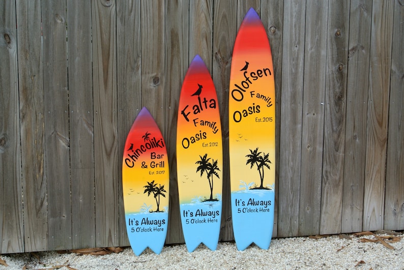 Personalized Surfboard Decor. Outdoor Surfboard Wood Sign. Etsy