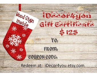Christmas Gift Card, gift certificate for iDecor4you shop. Last minute gift