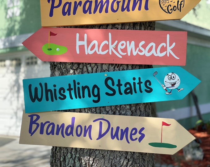 Golf lover gift for men, Funny Directional signs for home, Golf course sign, Christmas gift for husband from wife. Golf direction signs