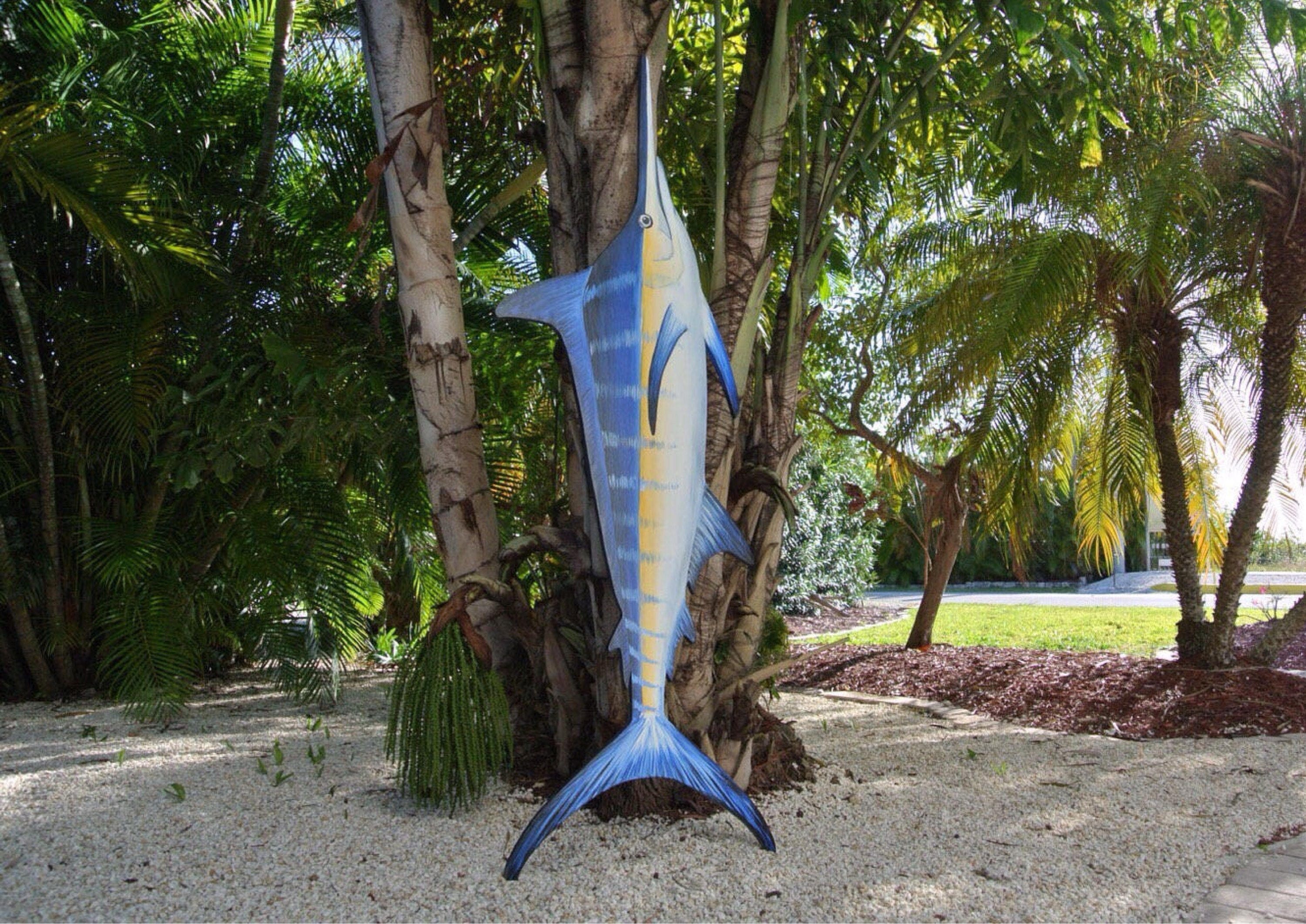 Fisherman Gift for men Blue Marlin Wall Art, 70 Large Wood Fish