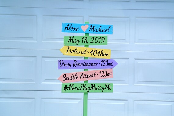 Wedding Family Directional Yard Sign Wood Direction Mileage Etsy