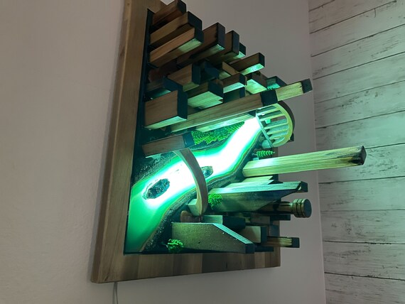 Custom Night light, Glow in the Dark 3D City map wall art - Sky City map Wood wall decor. Christmas gift