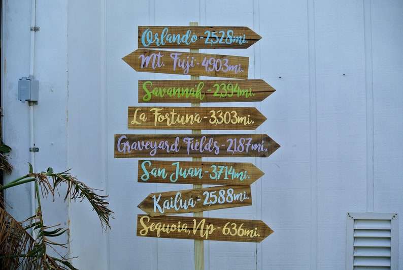 Directional sign Christmas gift for home, Destination Sign post, Family gift for Dad. Garden decor Arrow wood sign image 3