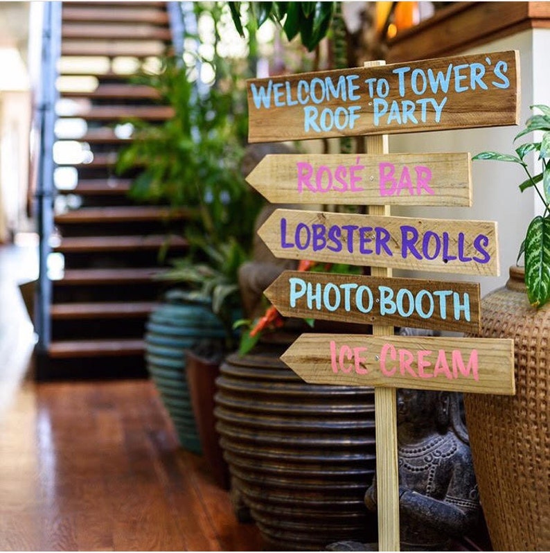 Event signage. Wood direction sign for Party decor. Rustic. image 1