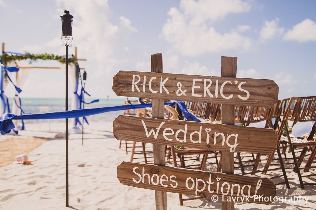 Wedding Gift For Couples Beach Sign On Wood Shoes Here