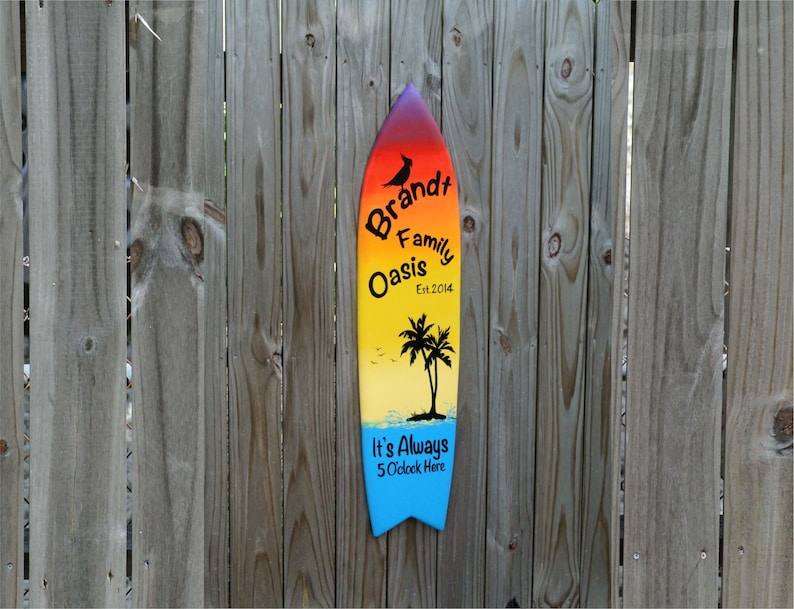 Personalized Surfboard Decor. Outdoor Surfboard Wood Sign. Etsy