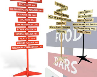 Directional sign post Personalized, Company Wayfinding arrow boards, Event directions custom decor, Free stand optional