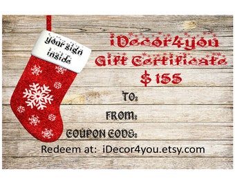 Gift card for iDecor4you shop  Last Minute Gift Certificate for Custom Wood Sign. Digital  Card for Her, Gifts for Co-Workers