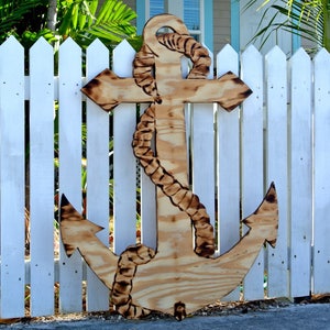 Beach House Decor. Gift for dad. Large Wood Anchor sign.  Patio decor idea. Outdoor Anchor Housewarming gift. Family Oasis sign.