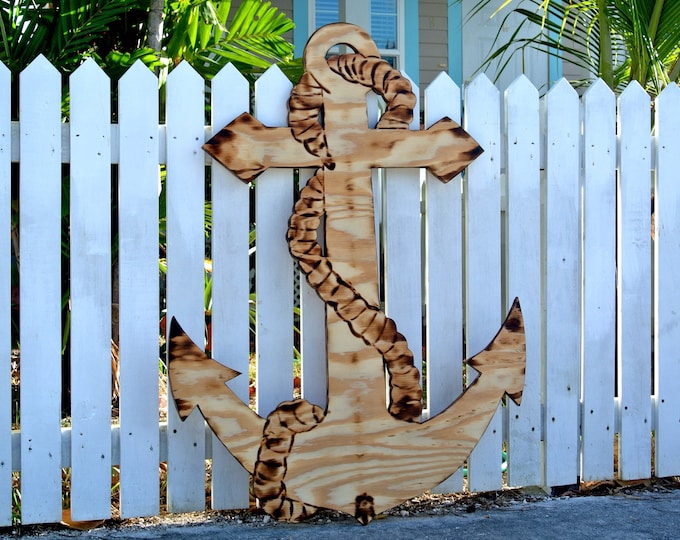 Beach House Decor. Gift for dad. Large Wood Anchor sign.  Patio decor idea. Outdoor Anchor Housewarming gift. Family Oasis sign.