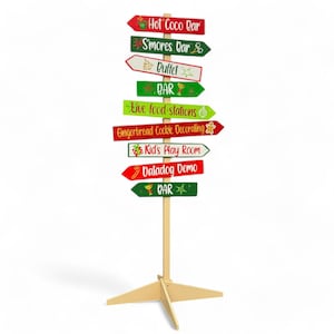 Christmas direction sign, Party directional sign post free standing, Holiday Market wayfinding arrows, Business sign arrows
