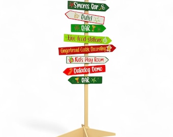 Christmas direction sign, Party directional sign post free standing, Holiday Market wayfinding arrows, Business sign arrows
