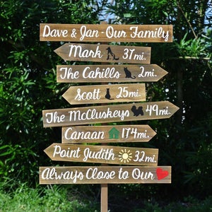 Our Family Rustic Directional Sign. Parents Gift. Garden Decor for New Home. Entryway sign.