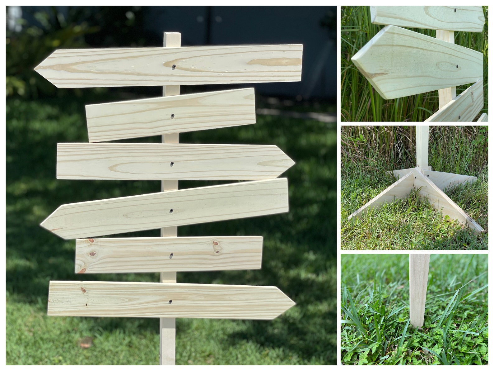 Way Finding Stand Stained Direction Sign Post Free Stand, DIY Ready Arrows. Event ...