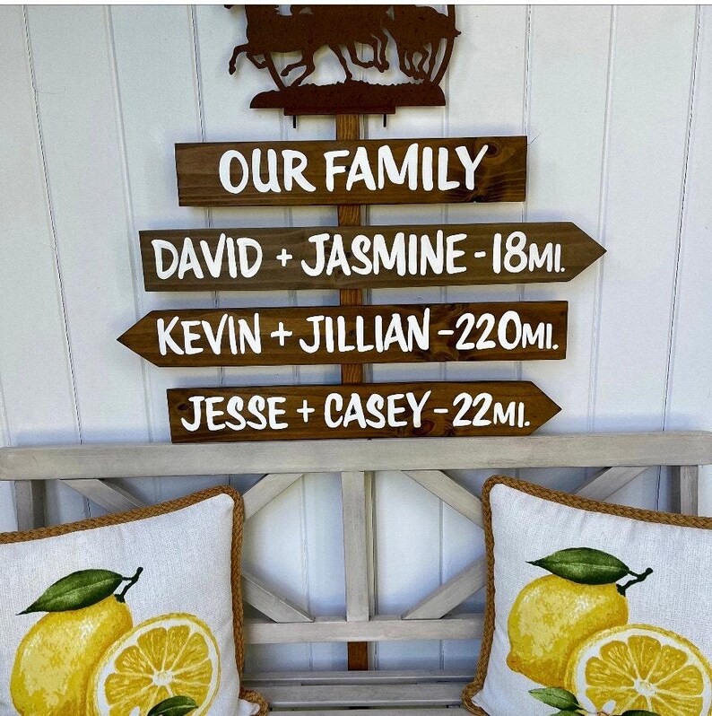 Directional sign post Custom, Christmas gift for Parents, Kids, Grandkids arrows mileage boards. Outdoor home decor image 14