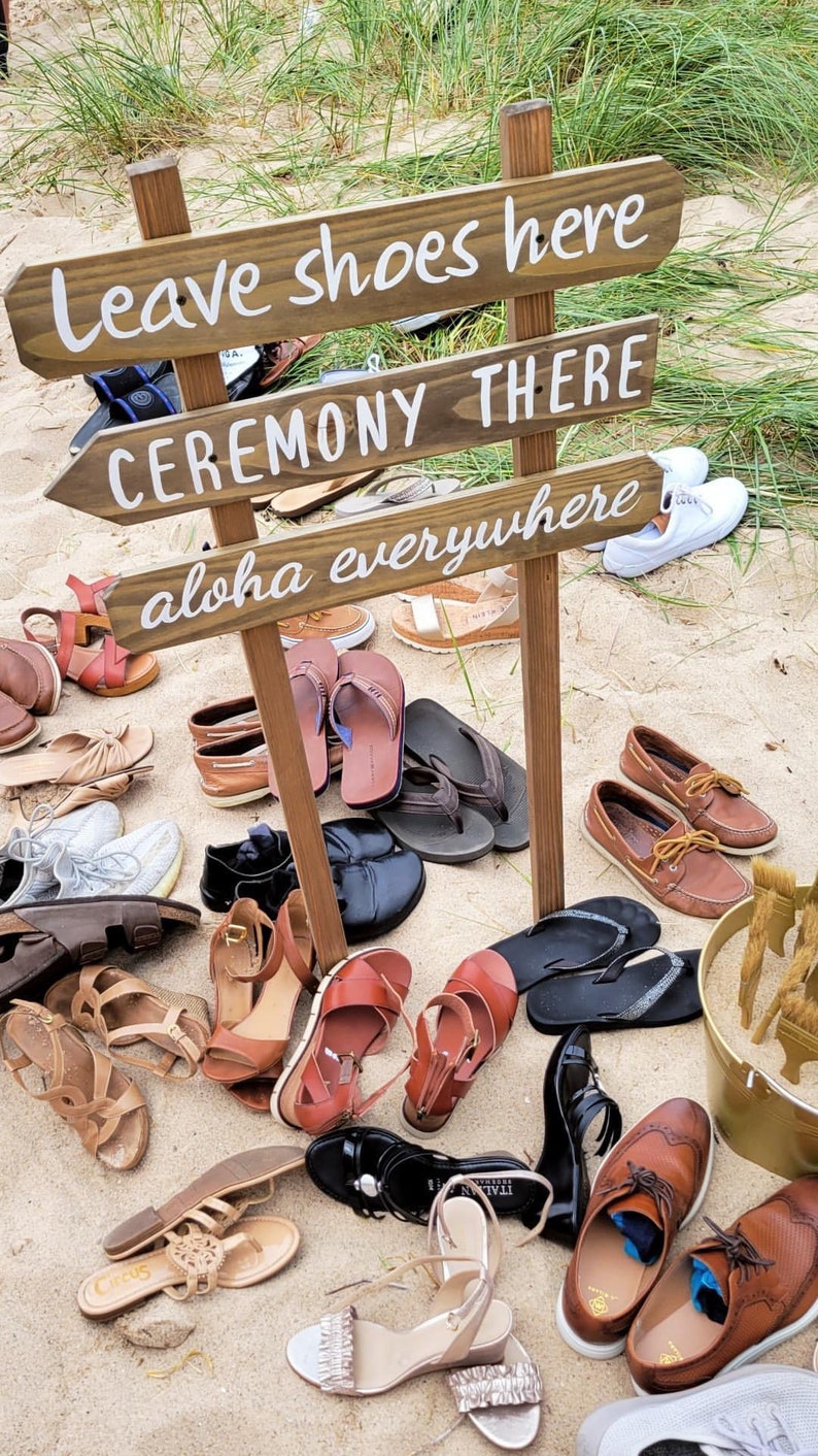 Shoes Here Vows There Love Everywhere wedding sign rustic. Beach wedding decor gift image 3