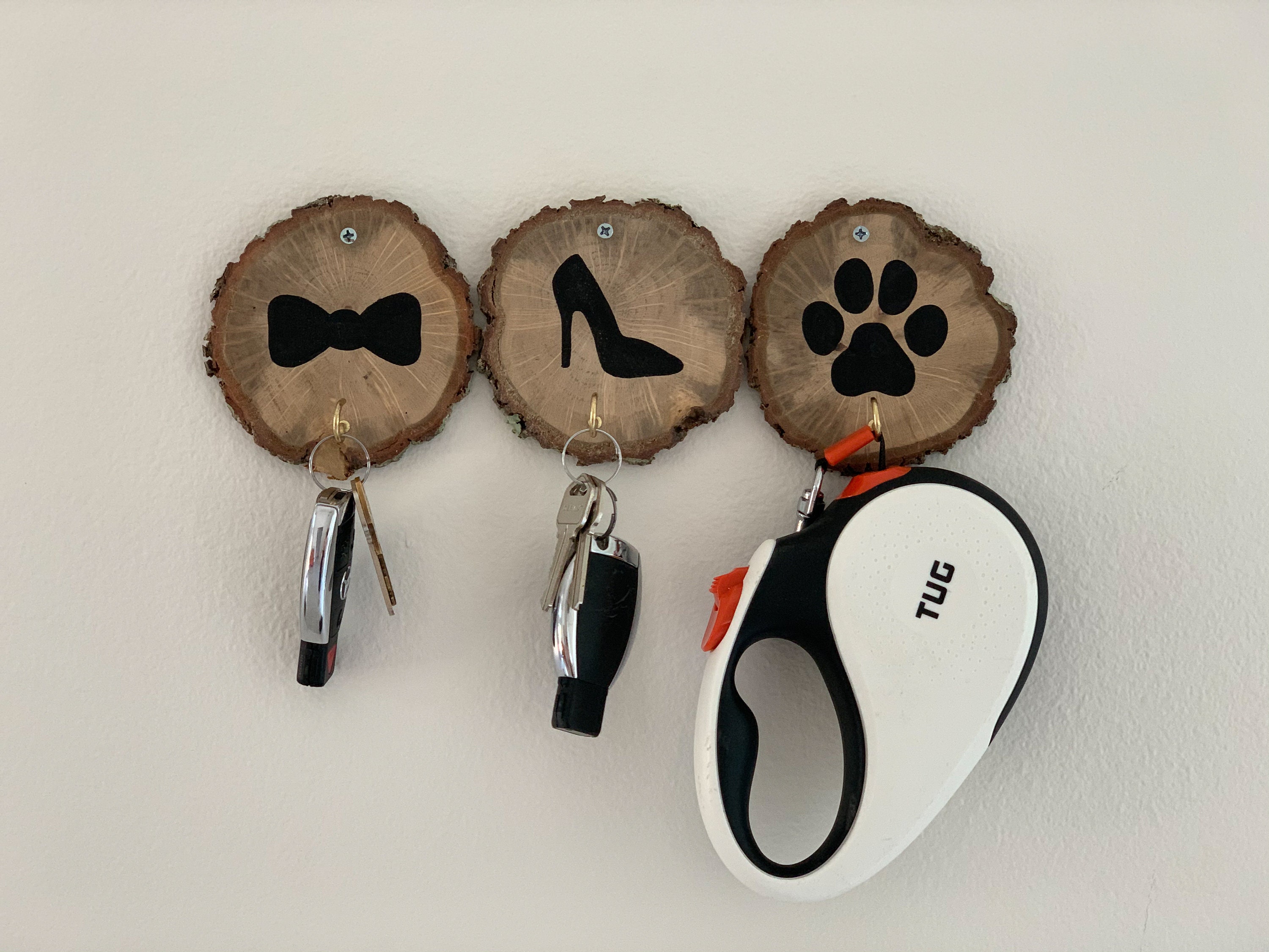 Wood key holder for wall Dog key hook. Personalized his hers Etsy