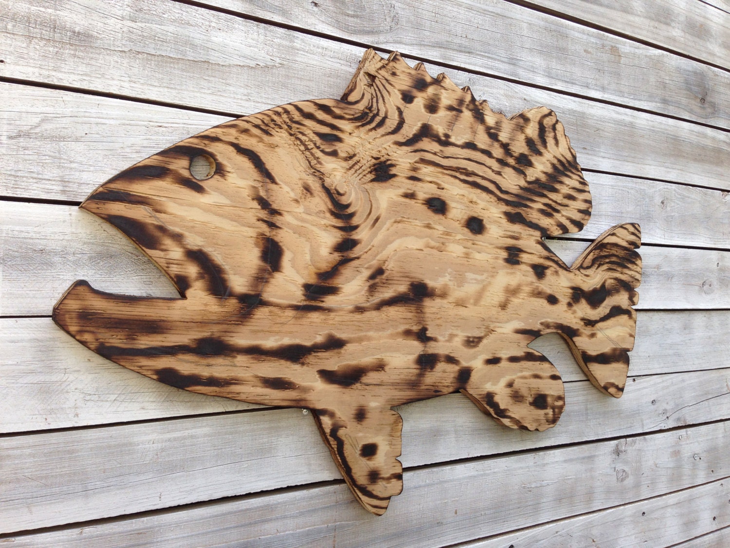 Grouper Fish outdoor wall decor. Gift for him. Wood ...