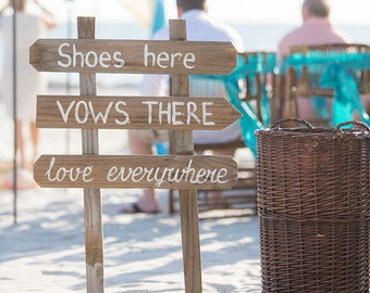 Shoes Here Vows There Love Everywhere wedding sign rustic. Beach wedding decor gift