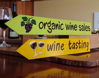 Wine Tasting Directional signs Personalized gift, Winery decor Bar sign, Christmas gift direction arrows