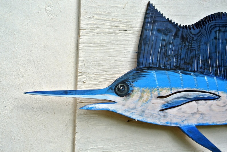 Wood Blue Marlin Wall Art. Wooden Decor Outdoor. Blue Marlin - Etsy