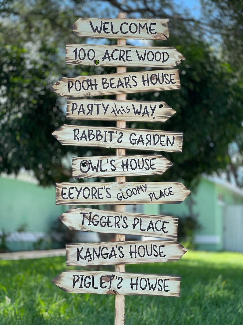 Welcome Direction Sign Kids Event Winnie the Pooh Directional Sign Personalized. Party ...