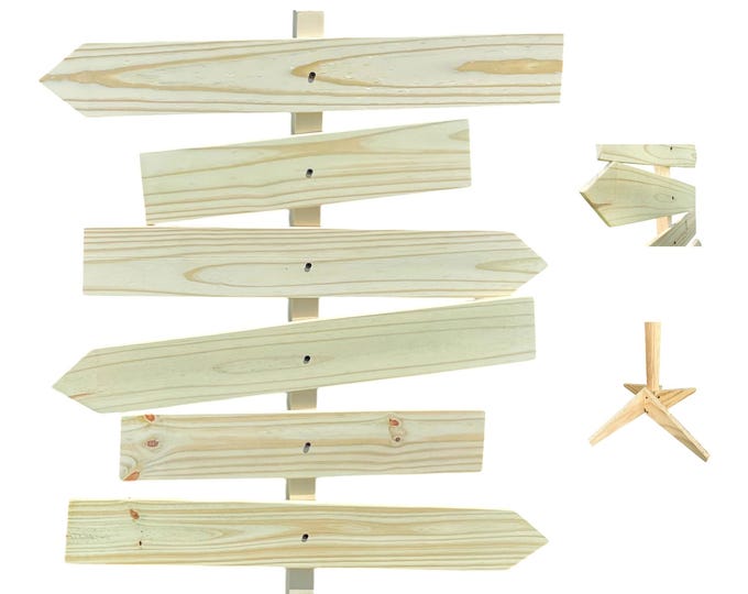 Blank Directional Sign post wood, DIY Project ready, Unfinished arrow boards Outdoor safe mileage signage reusable
