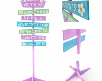 Personalized Directional sign post Farm Event Decor, Farmers Market direction Arrow boards. Kids Birthday Party decor