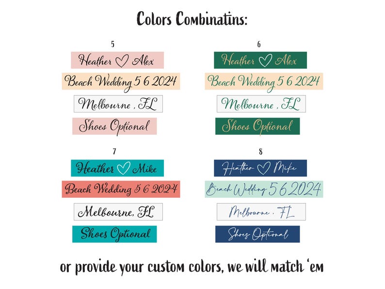 beach wedding direction sign color combinations