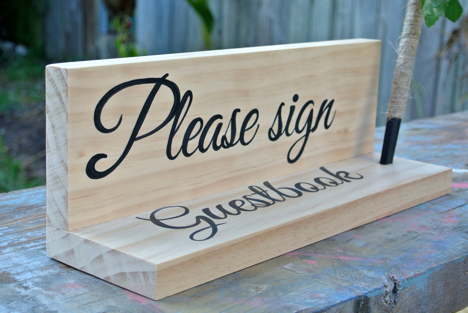 guest book pen and holder