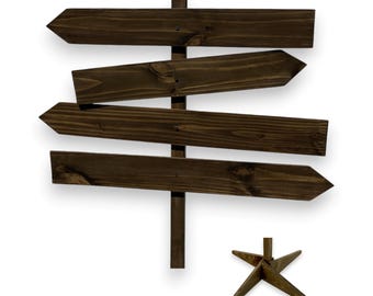 Stained Direction sign post free stand, DIY ready arrows. Business reusable wayfinding directional signage