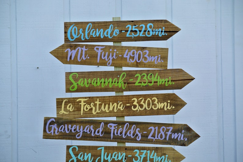 Directional sign Christmas gift for home, Destination Sign post, Family gift for Dad. Garden decor Arrow wood sign image 4