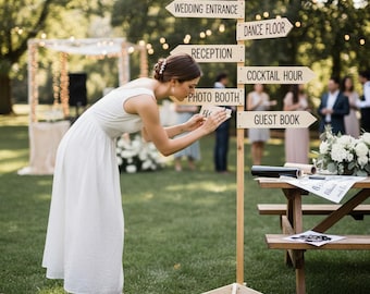Double-Sided Directional Sign Post Customizable. Blank arrow boards Outdoor safe. Business direction signage. Event Personalized Decor. DIY