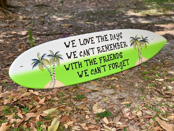 Best Friends gift, Surfboard wood. We love the days surfboard wall decor for pool deck, porch. Beach house backyard wall art.