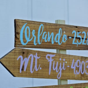 Directional sign Christmas gift for home, Destination Sign post, Family gift for Dad. Garden decor Arrow wood sign image 6