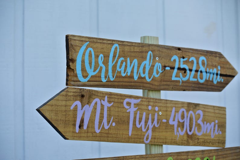 Directional sign Christmas gift for home, Destination Sign post, Family gift for Dad. Garden decor Arrow wood sign image 6