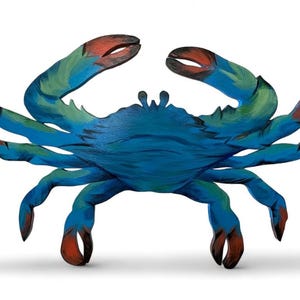 Blue Crab Outdoor Decor Gift for him. Wooden crab wall art for Pool deck and Home bar decoration. Holiday gift for dad