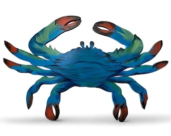 Blue Crab Outdoor Decor Gift for him. Wooden crab wall art for Pool deck and Home bar decoration. Holiday gift for dad