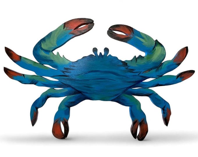 Blue Crab Outdoor Decor Gift for him. Wooden crab wall art for Pool deck and Home bar decoration. Holiday gift for dad