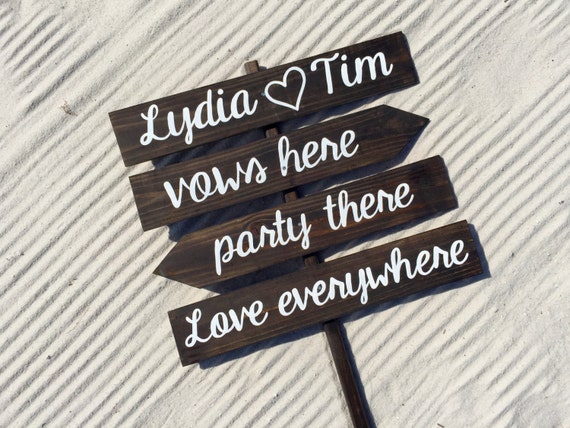 Wedding Rustic Decor, Vows Here Party There Love Everywhere Beach Wedding Sign